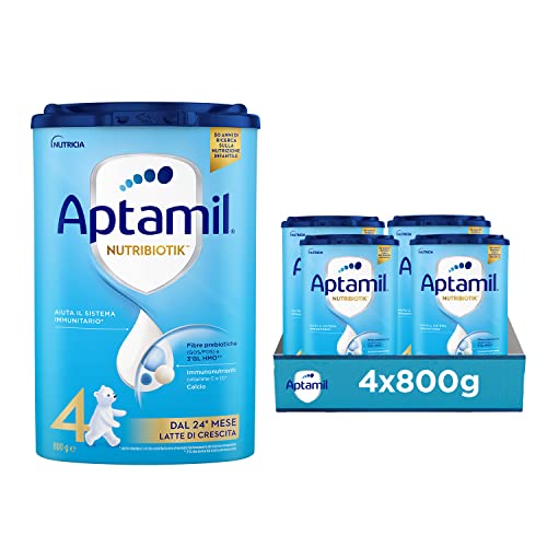 APTAMIL 4 - Latte di Crescita in Polvere per Bambini dal 24° mese compiuto - Formato Convenienza da 3200 grammi (4 confezioni da 800g)
