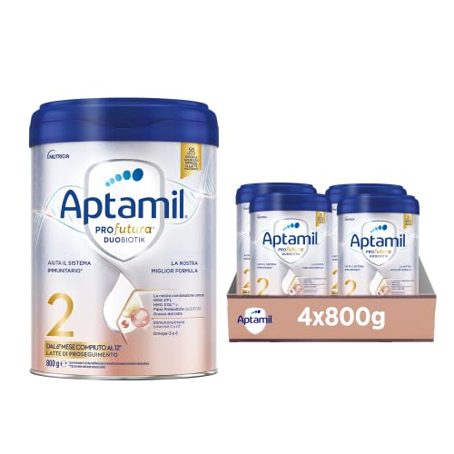APTAMIL PROFUTURA Duobiotik 2 - Latte di Proseguimento in Polvere per lattanti dalla 6° compiuto al 12° mese - Confezione 3200 grammi (4 confezioni da 800g)