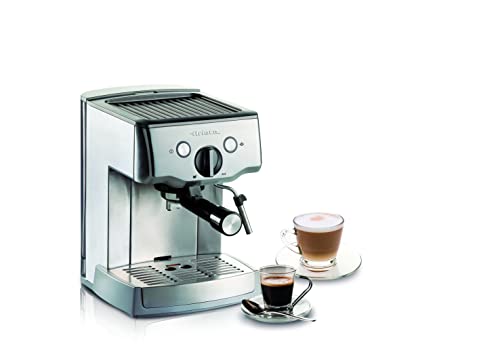 Ariete 1324 Macchina per caffè espresso in metallo, polvere e cialda ESE, Pompa 15 Bar, Cappuccinatore montalatte, Vano scalda, Filtro 1 e 2 tazze, 1000 W, 1.5 litri, Acciaio Inox