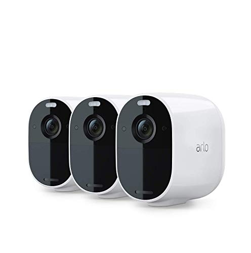 Arlo Essential Spotlight, 3 Telecamere di videosorveglianza WiFi senza fili, con faro e allarme, Visione Notturna a Colori, 1080p, audio, non richiede Base, 90 giorni di Arlo Secure inclusi, Bianco