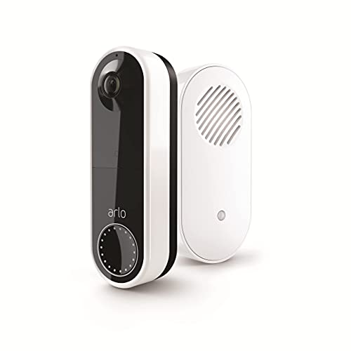Arlo Essential Video Doorbell senza fili con Chime 2, videocitofono WiFi con telecamera 1080p HD, Sirena integrata, Audio bidirezionale, Rilevamento movimenti, Visione notturna, Bianco, AVDK2001