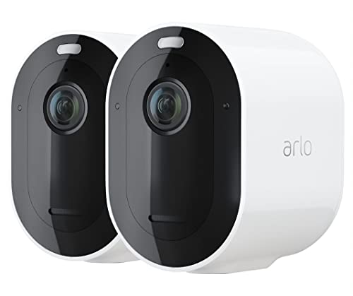 Arlo Pro4 Spotlight,Sistema di Videosorveglianza WiFi con 2 Telecamere fili da esterno 2K HDR, Sensori movimento, Visione notturna a colori, con 90 giorni di prova gratuita di Arlo Secure