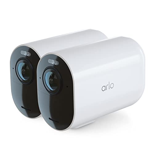 Arlo Ultra 2 XL, 2 telecamere di videosorveglianza wifi da esterno 4K, 1 anno di batteria, con faro e allarme, visione notturna a colori, non richiede base, 90 giorni di Arlo Secure inclusi, Bianco