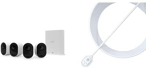Arlo Ultra2, 4 Telecamere di Videosorveglianza WiFi con Cavo di Ricarica Magnetico da Esterno, Bianco - 90 Giorni di Prova Gratuita Secure
