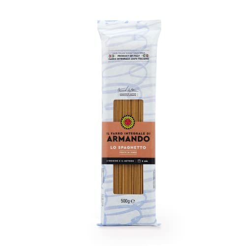 ARMANDO Lo Spaghetto, Pasta di Farro Integrale 100% Italiano, Fonte di Fibre e Altamente Digeribile - 20 confezioni da 500 gr