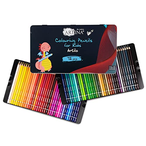 Artina Artilo Set di 72 Matite Colorate per Bambini - Matite in Legno Certificato FSC per colorare - Set di matite colorate infrangibili, altamente pigmentate - matite da bambini per disegnare