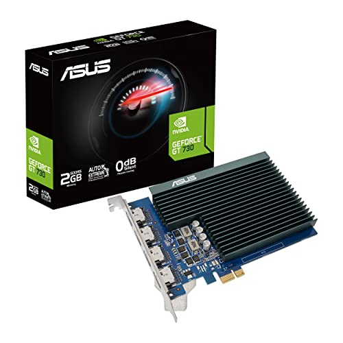ASUS GeForce GT 730 Scheda Grafica, 2 GB GDDR5, PCIe 2.0, 4 HDMI 1.4b, OpenGL 4.6, Supporta Fino a 4 Monitor, Massima Risoluzione 3840x2160, PSU Consigliata 300W, GPU Tweak II, Blue