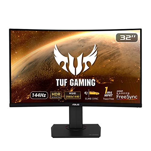 ASUS Monitor da gioco TUF Gaming VG32VQ, 32 pollici (31,5 pollici) WQHD (2560x1440), VA curvo, fino a 144Hz, DP, HDMI, ELMB Sync, FreeSync