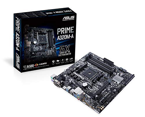 ASUS Prime A320M-A Scheda Madre AMD A320 mATX con Illuminazione LED, DDR4 3200 MHz, 32 Gb s M.2, SATA 6 Gb s, HDMI, USB 3.0