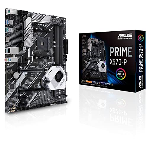 ASUS Prime X570-P Scheda Madre, ATX AMD AM4 Ryzen 3000, 12 fasi di alimentazione DrMOS PCIe 4.0 M.2 DDR4 Intel LAN HDMI DP SLI CFX SATA, USB 3.2 Gen 2 Type-A Type-C Aura Sync RGB