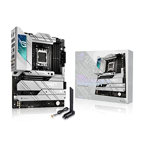 ASUS ROG Strix X670E-A Gaming WiFi, Scheda Madre Gaming ATX, AMD AM5, DDR5, PCI 5.0, Intel 2.5Gb Ethernet, WiFi 6E (802.11ax), ROG SupremeFX 7.1 Surround, 4xM.2, 4xSATA 6GB s, Aura Sync RGB, Nero