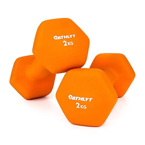 Athlyt - Set di manubri rivestiti in neoprene, 2 x 2 kg, Arancione