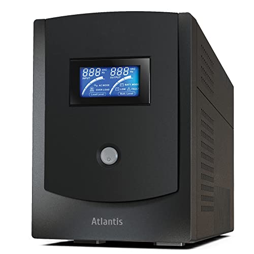 Atlantis A03-HP3002 Gruppo di Continuità Onda Sinusoidale Pura 3000VA 1500W Line Interactive, display LCD, porta USB, 5 uscite IEC, 2 batterie 12V-10Ah, protezione porta lan RJ45, software di gestione