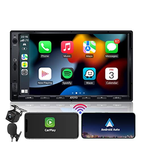 ATOTO F7 XE 7 pollici autoradio 2 din, Wireless CarPlay & Wireless Android Auto , Mirrorlink, carica del telefono, Bluetooth, QLED Display, HD LRV ingresso con telecamera di backup, Mic, F7G2A7XES01