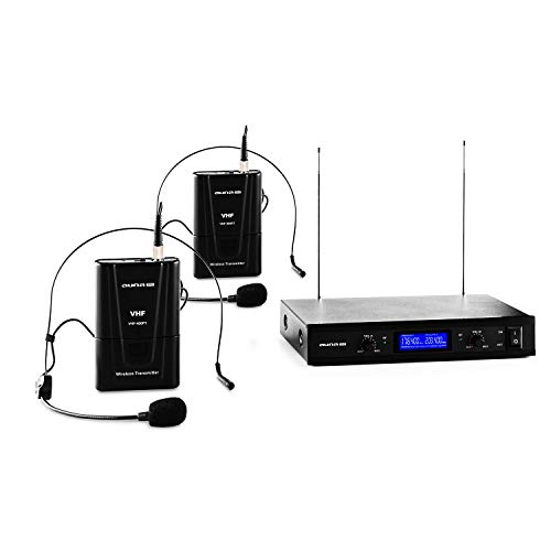 AUNA Pro VHF-400 Duo 2 - Set Radiomicrofono VHF a 2 Canali con Due ...
