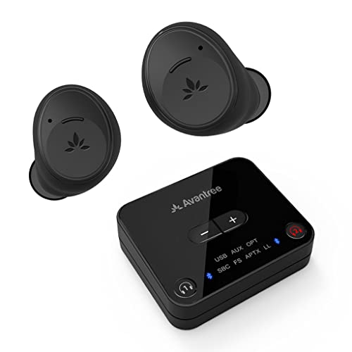 Avantree Ace T40 Auricolari Wireless TV, Cuffie Senza fili Bluetooth 5.2 con Trasmettitore per Ottico, AUX da 3,5 mm, connessione RCA, aptX Adattivo, Autonomia 10 ore