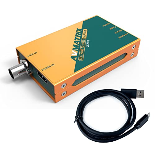 AVMatrix Cattura video per Live Stream UC2018 SDI HDMI Segnale su USB3.1Gen1 per la risoluzione video di acquisizione grafica, supporta fino a 1080P 60Hz, Plug and Play