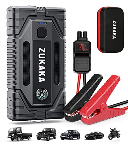 Avviatore Batteria Auto, 2000A 21800mAh ZUKAKA Avviatore di Emergenza per Auto Moto, (Motori Fino a 8.0L Gas o 6.5L Diesel) 12V Booster Avviamento Auto, Torcia a LED, Porta USB per Smartphone (2000A)