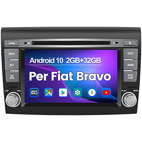 AWESAFE Autoradio 2 Din per Fiat Bravo 2007-2013 Car Radio con Carplay Android 10 (2G+32GB) GPS Navigatore Comandi al volante BT Mirror Link CD DVD SD USB WIFI
