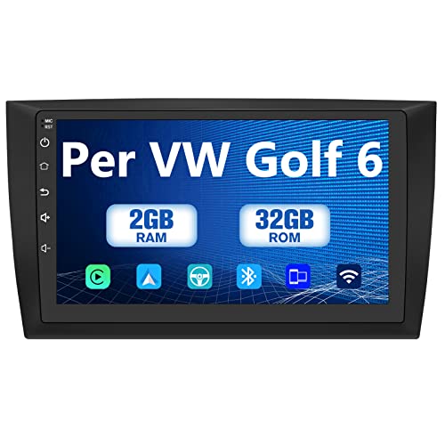 AWESAFE Autoradio per Golf 6 (2008-2016) con CarPlay e Android Auto 9 Pollici Radio Android 10 (2G+32GB) Stereo con cornice esterna, Funzione con Command di volante Navigatore DSP Bluetooth USB WIFI