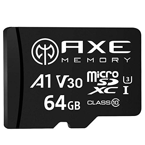 AXE Scheda di memoria microSDXC 64GB + adattatore SD con A1 App Performance, V30 UHS-I U3 4K