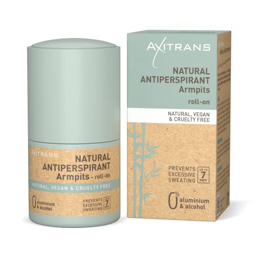 Axitrans Deodorante Antitraspirante roll on Naturale 50ml – massima resistenza - Protezione duratura contro il Sudore, fino a 7 Giorni - Vegano e Senza Alluminio - elimina gli odori
