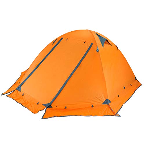 Azarxis 1-2 - 3 Posti Tenda da Campeggio Tenda Ultraleggera Trekking Tende Spiaggia Montagna Alpinismo (Arancione - 3 Persone con Bordo Gonna)