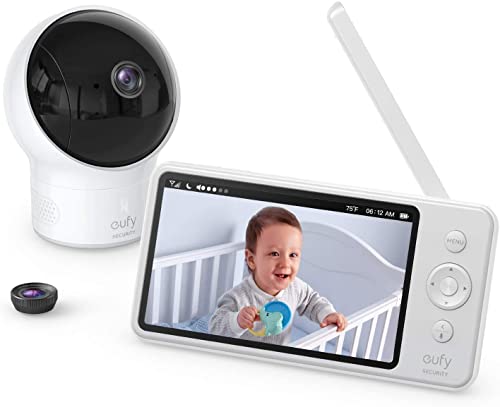 Baby monitor, video baby monitor di sicurezza SpaceView eufy, ideale per nuovi genitori, display LCD 5, lenti grandangolo 110° incluse, risoluzione HD a 720p, visione notturna, batteria lunga durata