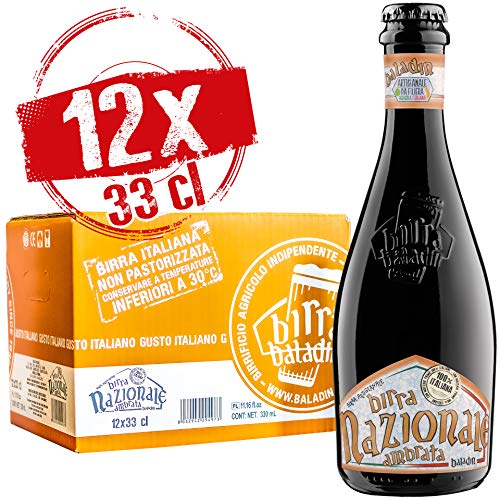 Baladin - Box Birra Nazionale Ambrata - Birra Artigianale 100% Italiana - IPA Ambrata (India Pale Ale), Non Pastorizzata, 5,5% vol. - 12 bottiglie x 33cl