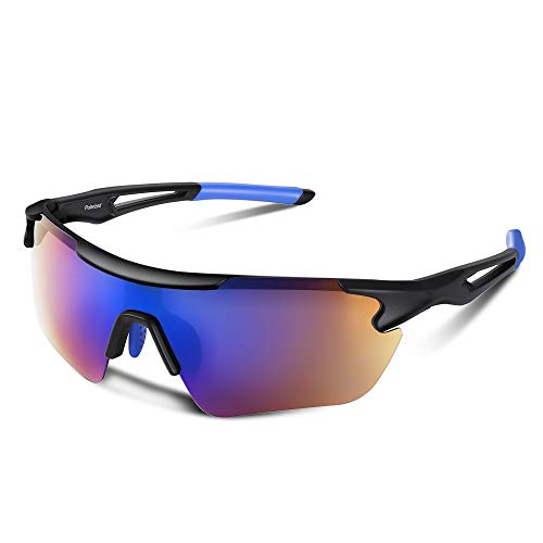 Bea CooL Occhiali da ciclismo polarizzati Occhiali da sole con protezione UV400 realizzati in materiale TAC e PC, occhiali sportivi da uomo per ciclismo, pesca, arrampicata e golf (nero blu)