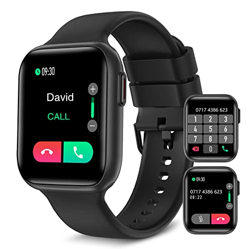 Bebinca Smartwatch chiamate e risposta2022(Effettua Risponde chiamate VIVAVOCE) 1.69” HD Full-touch Assistant vocale Microfono 28 Sport Frequenza cardiaca SpO2 IP68 Impermeabile Batería Potente（Nero）