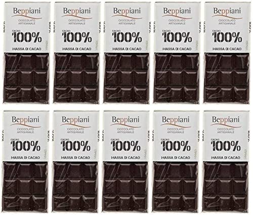 Beppiani 100% Massa di Cacao, Cioccolato Artigianale, vegana, senza zucchero, ricca di antiossidanti, per diete bilanciate – Made in Italy set (10 Tav. Classica)