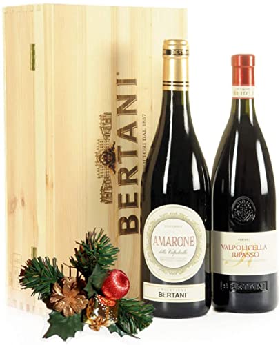 BERTANI - Regalo Vini Amarone e Valpolicella Ripasso Bertani in Originale Cassetta Legno – Vino Prestigioso per Occasioni Importanti