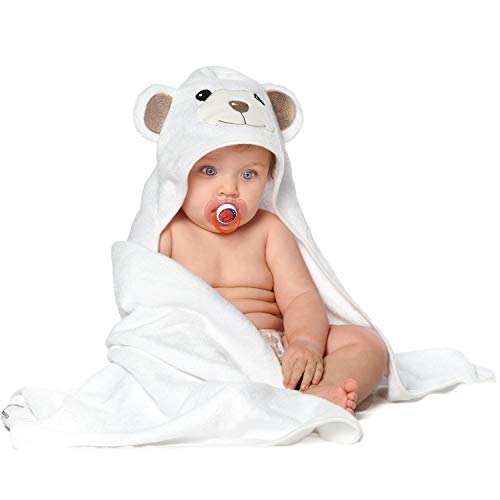 Beybe Accappatoio Neonato 0-3 mesi fino a 3 anni 90 x 90 cm, Asciugamano Neonato 100% Cotone Naturale, Soffice e Delicato per la Pelle dei Bambini