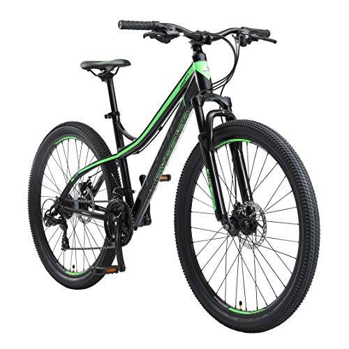 BIKESTAR Hardtail Mountain Bike in Alluminio, Freni a Disco, 27.5  | Bicicletta MTB Telaio 17  Cambio Shimano a 21 velocità | Nero Verde