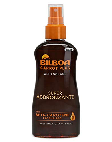 Bilboa Carrot Plus, Olio Solare Spray Super Abbronzante con Betacarotene e Olio di Avocado per una Abbronzatura Intensa e Duratura, Resistente all Acqua, Dermatologicamente Testato, 200 ml