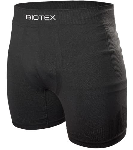 Biotex Boxer Seamless con Fondello Imbottito da Uomo per Ciclismo e Mountain Bike, Intimo Tecnico Sportivo, Nero, Taglia III (XL 2XL)