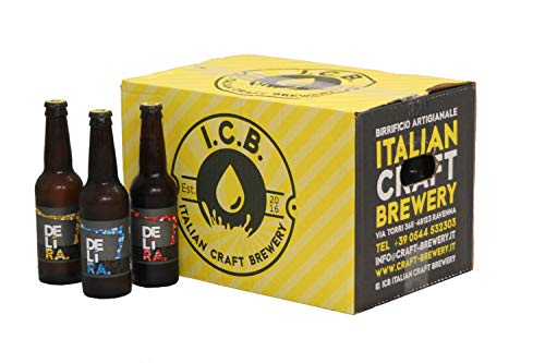 Birra Artigianale Cruda Italiana DELìRA Lager Bionda + Lager Rossa + Weiss - Confezione mix da 24 Bottiglie 33cl - Prodotta da I.C.B. Italian Craft Brewery