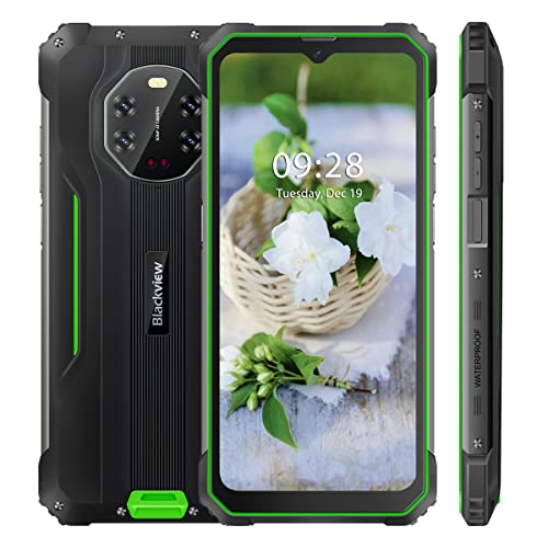Blackview BV8800 Rugged Smartphone, Android 11 IP68 Cellulare Impermeabile, AI Quattro Fotocamera 50MP Visione Notturna, 8GB+128GB, 6,58   FHD+, Batteria 8380mAh, Face ID 4G GPS NFC Verde