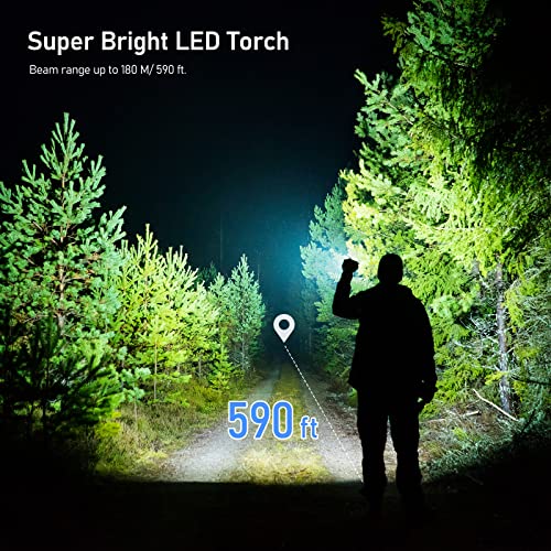 Blukar Torcia LED Ricaricabile, Super Luminoso Torcia Elettrica Tor...