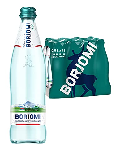 Borjomi - Acqua minerale georgiana in vetro, 0,5 l, confezione da 12