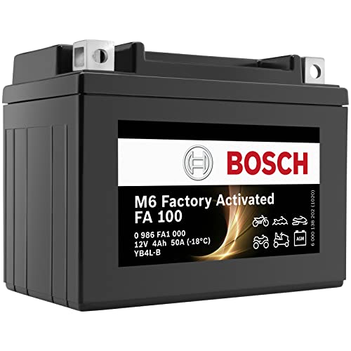Bosch 0986FA1000 - Batteria per Moto, 4 Ah, 50 A, con Tecnologia al Gel, di Alta qualità, Resistente ai cicli di conservazione, Non Richiede Manutenzione, Nero