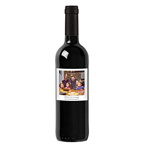 Bottiglia con etichetta personalizzata di vino IGT Toscana Rosso - Idea regalo esclusiva e originale per compleanno (0,75L, Foto e dedica)