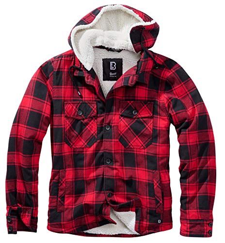 Brandit Brandit Lumberjacket Hooded, Giubbotto da Boscaiolo con Cappuccio Uomo, Rosso (Red Black), L