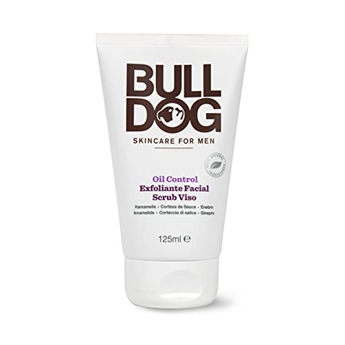 Bulldog Oil Control Face Scrub 125ml - Esfoliante Viso Uomo Specifico per Pelli Grasse all Amamelide, Corteccia di Salice e Ginepro