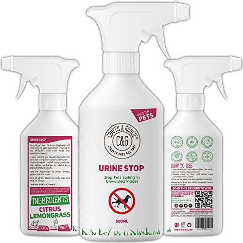 C&G Urina Stop Spray per Repellente per Gatti e Cani | Stop Cani e Gatti Ripetere la marcatura all Interno e all Esterno | 100% Natural Enzyme Urine Destroyer 500 ML