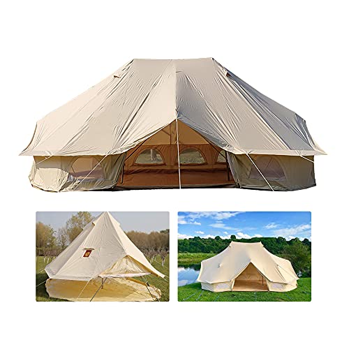 Cablo Tenda a campana per glamping, tenda da yurta in tela di cotone tessuto di Oxford, tenda a campana impermeabile a 3 porte per 8-12 persone in campeggio, escursioni in famiglia (19,6 piedi   6 m)