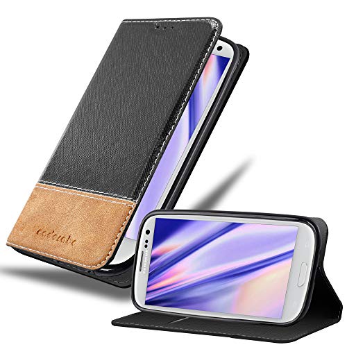 Cadorabo Custodia Libro per Samsung Galaxy S3   S3 NEO in NERO MARRONE - con Vani di Carte, Funzione Stand e Chiusura Magnetica - Portafoglio Cover Case Wallet Book Etui Protezione