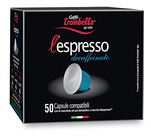 Caffè Trombetta l Espresso Capsule Compatibili Nespresso, Decaffeinato, 50 Capsule