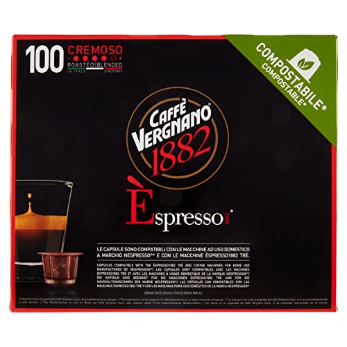 Caffè Vergnano 1882 Èspresso Cremoso, 100 Capsule, Compatibili Ne...
